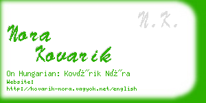 nora kovarik business card